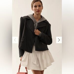 Anthropologie Maeve 80s Boxy Blazer Jacket Size M Gray Stripe $158